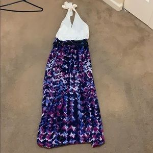 Half open back long dress